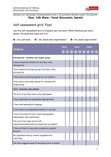 Use this self-assessment grid to evaluate your