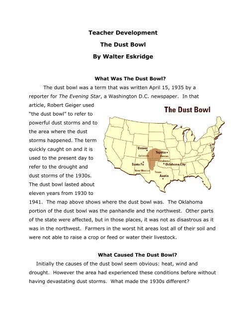 Teacher Development The Dust Bowl By Walter Eskridge