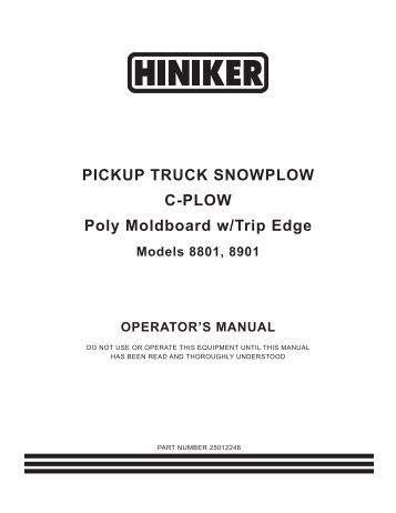 Hiniker 8801 Manual - Snow Plow Stuff