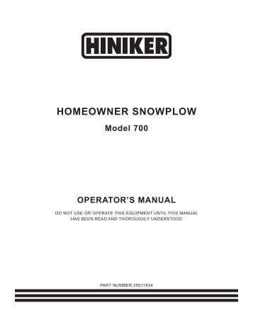 Hiniker 700 Manual - Snow Plow Stuff