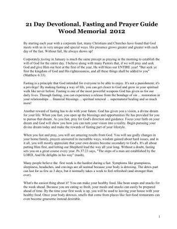 21 Day Devotional, Fasting and Prayer Guide Wood Memorial 2012