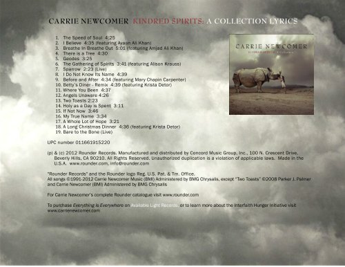 Kindred Spirits A Collection Lyrics - Carrie Newcomer Kindred Spirits A Collection Lyrics - Carrie Newcomer