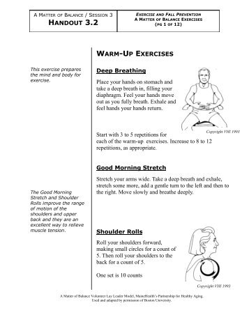 HANDOUT 3.2 WARM-UP EXERCISES Deep Breathing Place your ...