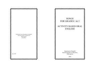 songs for grades 1 & 2 activity based oral english - National Institute ...