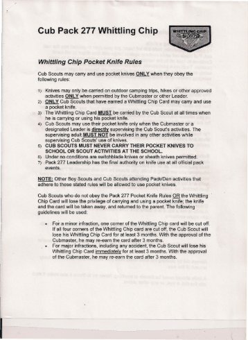 Whittling Chip Rules and Quiz - Pack 277