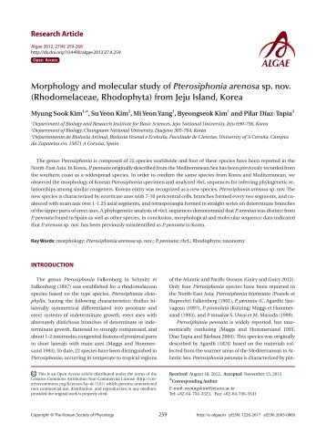 Morphology and molecular study of Pterosiphonia arenosa ... - Algae