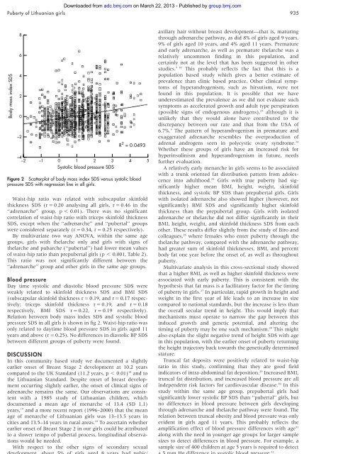 Onset of breast and pubic hair development in - Archives of Disease ...