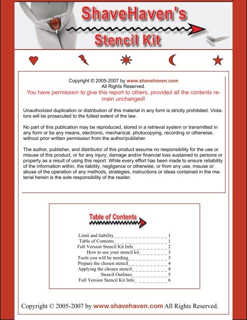 ShaveHaven Free Stencil Kit - Pubic Hair Styles ShaveHaven Free Stencil Kit - Pubic Hair Styles