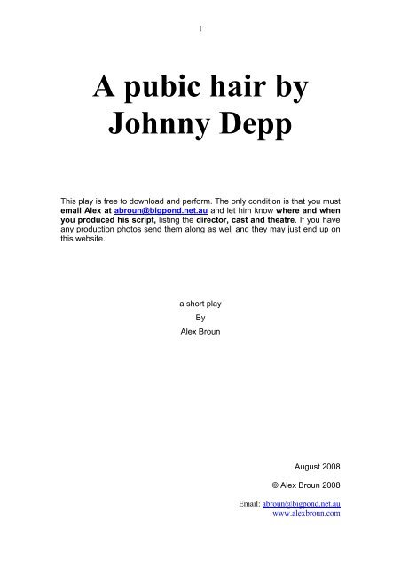 A Pubic Hair By Johnny Depp Alex Broun