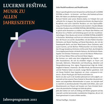 Jahresprogramm 2011 - Lucerne Festival