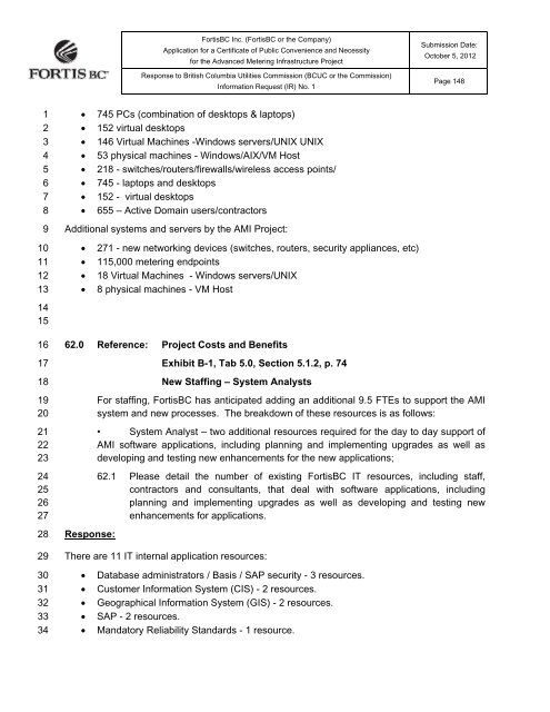FortisBC Inc. (FortisBC) Application for a Certificate of Public ...