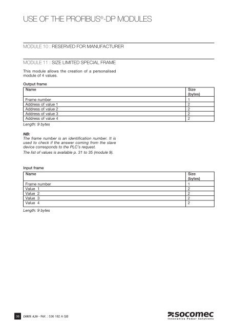 diris a40/a41 rs485 â profibusÂ® dp - SOCOMEC Group