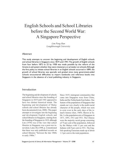 English Schools and School - Library Association of Singapore