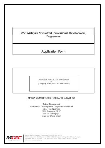 Application Form - MSC Malaysia
