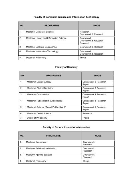 universiti malaya - Faculty of Computer Science and Information ...