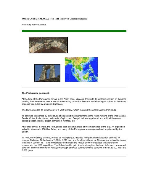 PORTUGUESE MALACCA (1511 to 1641) UTeM Library