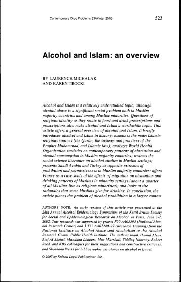 Alcohol and Islam: an overview