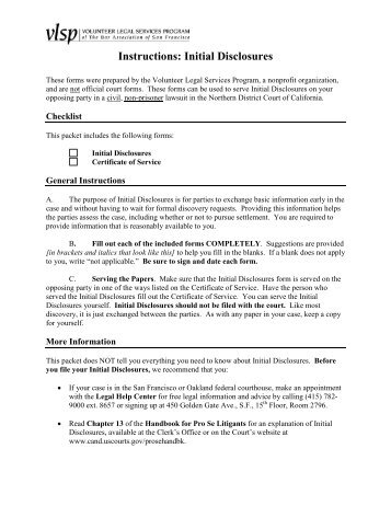 Instructions: Initial Disclosures - United States District Court ...