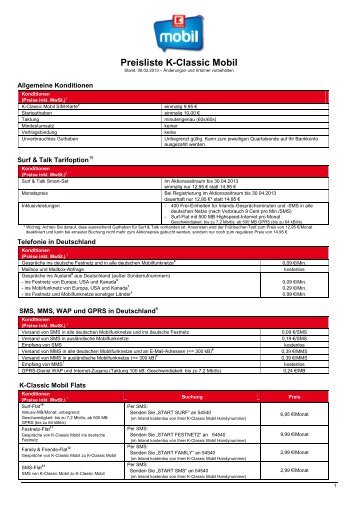 Preisliste K-Classic Mobil - Kaufland