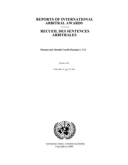 Panama and Abundio Caselli (Panama) v. U.S - United Nations ...