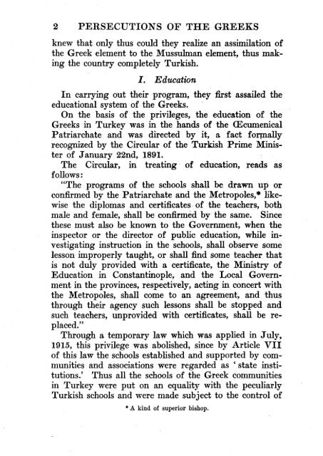 PERSECUTIONS OF THE GREEKS IN TURKEY SINCE THE ...