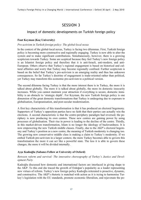 Turkey's Foreign Policy in a Changing World - St Antony's College ...