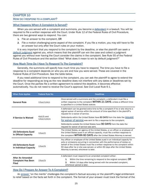 Representing Yourself in Federal Court - United States District Court ...