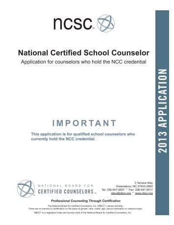 NCSC Application - National Board for Certified Counselors