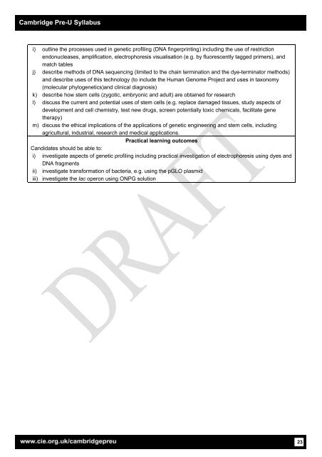 Cambridge Pre-U Syllabus - Cambridge International Examinations