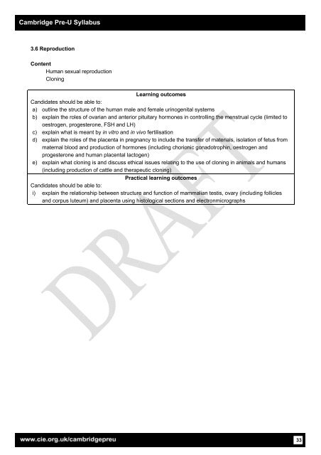 Cambridge Pre-U Syllabus - Cambridge International Examinations