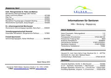 Infobroschüre für unsere Senioren - Sölden