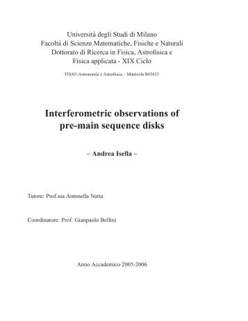 Interferometric observations of pre-main sequence disks - Caltech ...