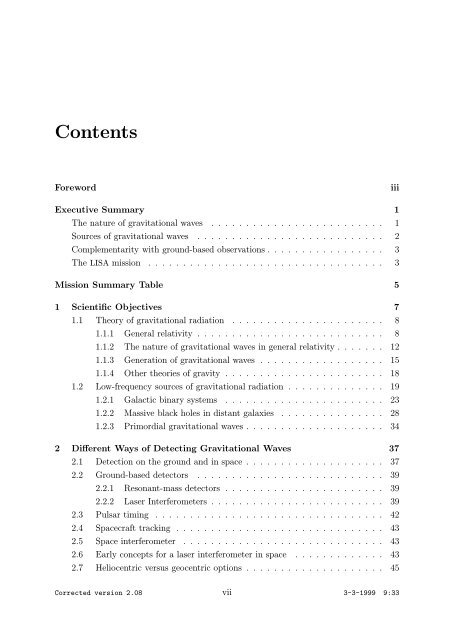 Pre-Phase A Report - Lisa - Nasa