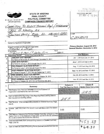 Stephen Boyles Pre-General Election Report - Pinal County