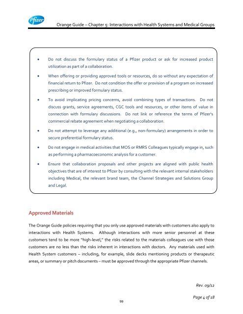 White Guide and Orange Guide Formatting Project - Pfizer