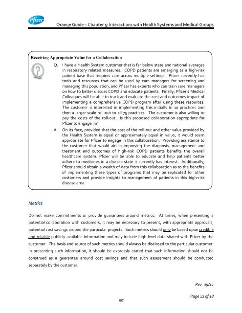 White Guide and Orange Guide Formatting Project - Pfizer