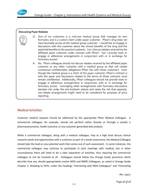 White Guide and Orange Guide Formatting Project - Pfizer