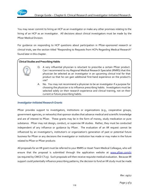 White Guide and Orange Guide Formatting Project - Pfizer