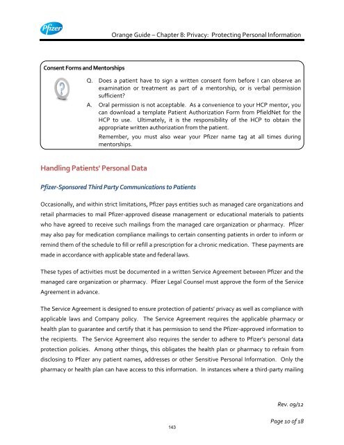 White Guide and Orange Guide Formatting Project - Pfizer