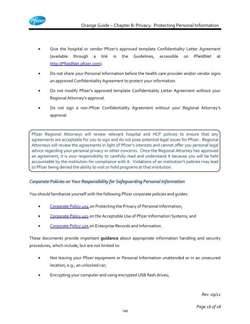 White Guide and Orange Guide Formatting Project - Pfizer