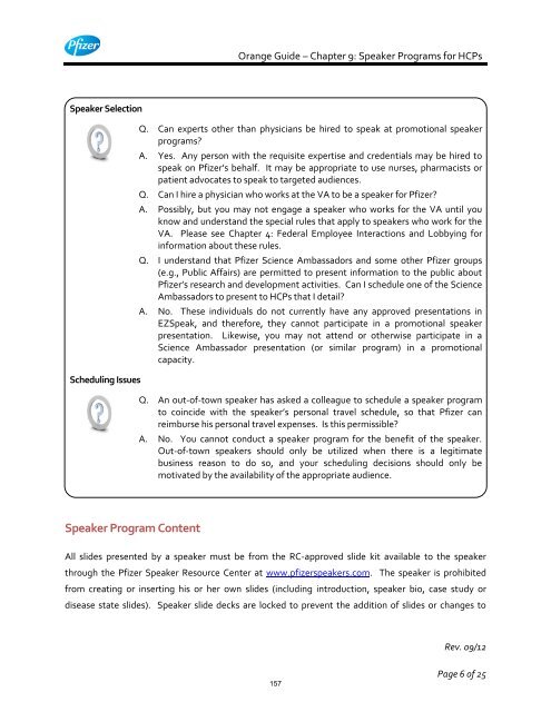 White Guide and Orange Guide Formatting Project - Pfizer