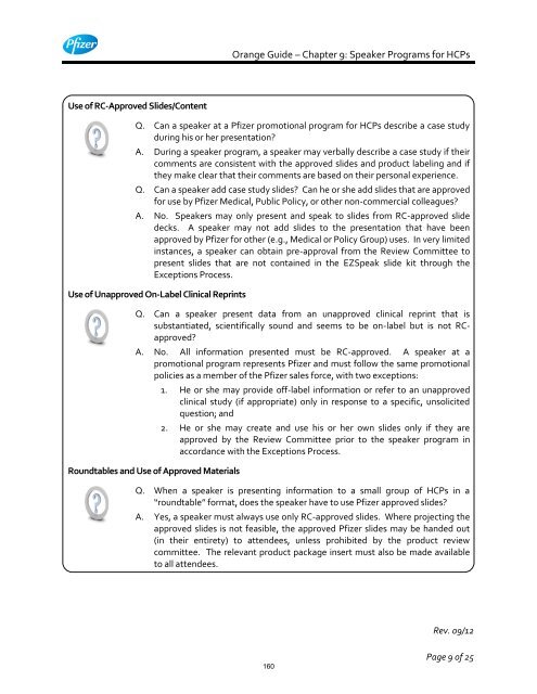 White Guide and Orange Guide Formatting Project - Pfizer