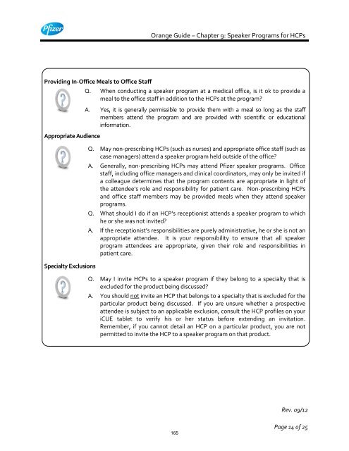 White Guide and Orange Guide Formatting Project - Pfizer