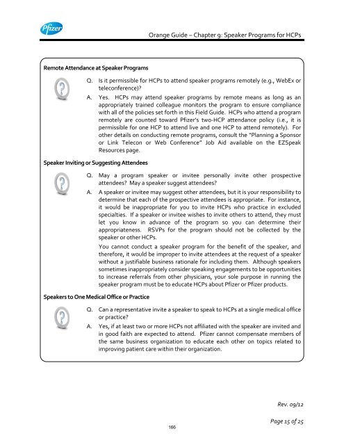 White Guide and Orange Guide Formatting Project - Pfizer