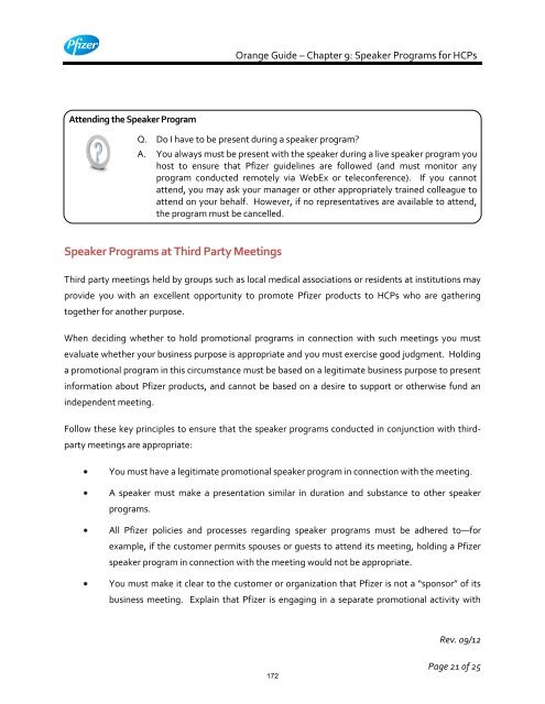 White Guide and Orange Guide Formatting Project - Pfizer