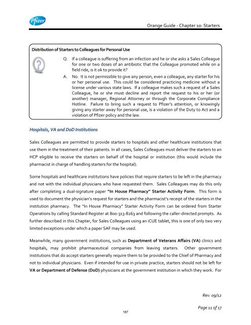 White Guide and Orange Guide Formatting Project - Pfizer