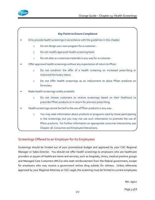 White Guide and Orange Guide Formatting Project - Pfizer