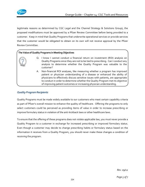 White Guide and Orange Guide Formatting Project - Pfizer