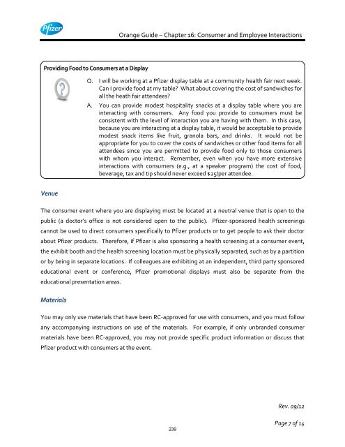 White Guide and Orange Guide Formatting Project - Pfizer