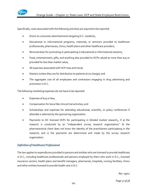 White Guide and Orange Guide Formatting Project - Pfizer